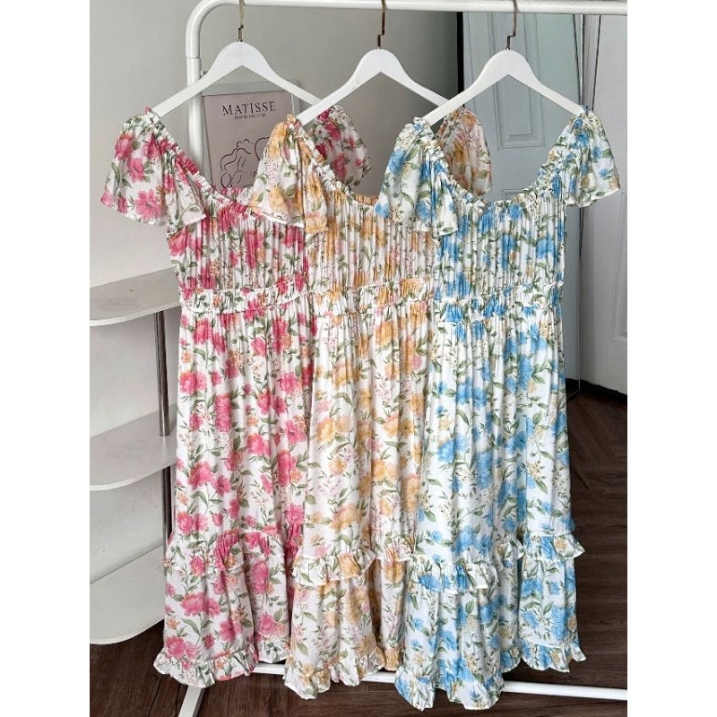 (Sale) Đầm maxi tơ hoa BluPepper* bigsize - dư xịn