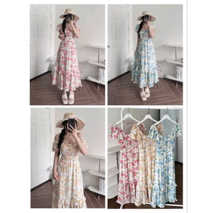 Đầm maxi tơ hoa BluPepper* bigsize - dư xịn