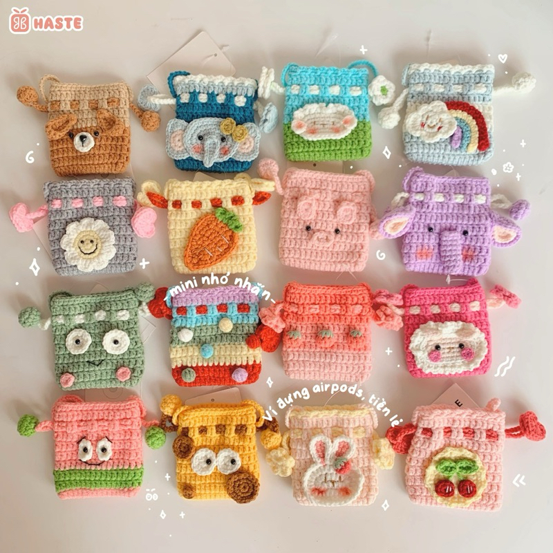 Túi Rút Len Mini Hoạ Tiết Giáng Sinh Noel Phong Cách Dễ Thương Quà Tặng Độc Đáo