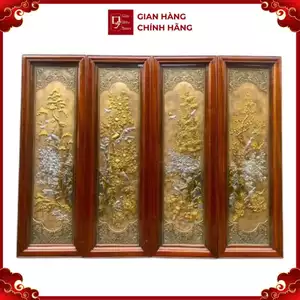 Tranh Đồng Tứ Quý Dát Vàng Bạc ( 1m27x41cm ) - Cửu Diệu Thiên - TQ005