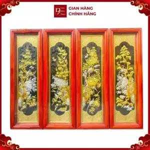 Tranh Đồng Tứ Quý, Dát Vàng Bạc ( 41x127cm ) - Cửu Diệu Thiên - TQ010 Mã: TQ010