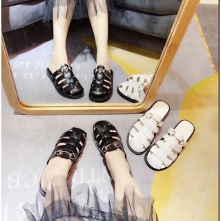 Dép sandal nữ quai hậu ,dép rọ nữ đế bệt Linhl Shop quai đan bản to mã 43