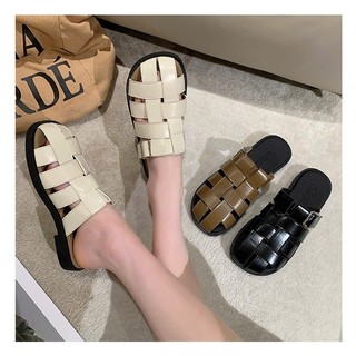 Dép sandal nữ quai hậu ,dép rọ nữ đế bệt Linhl Shop quai đan bản to mã 43