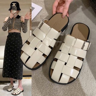 Dép sandal nữ quai hậu ,dép rọ nữ đế bệt Linhl Shop quai đan bản to mã 43