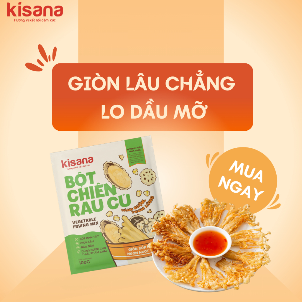 Bột chiên rau củ giòn Kisana 100g - Bột chiên giòn rụm thượng hạng chuẩn vị nhà hàng