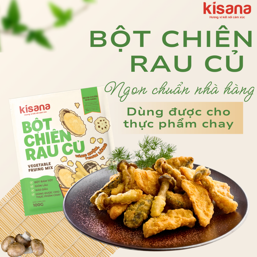 Bột chiên rau củ giòn Kisana 100g - Bột chiên giòn rụm thượng hạng chuẩn vị nhà hàng