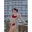 Bikini đồ bơi đi biển set BÔNG ĐỎ + CHOÀNG có mút phối khoác ren bèo sang chảnh HAN.T SHOP