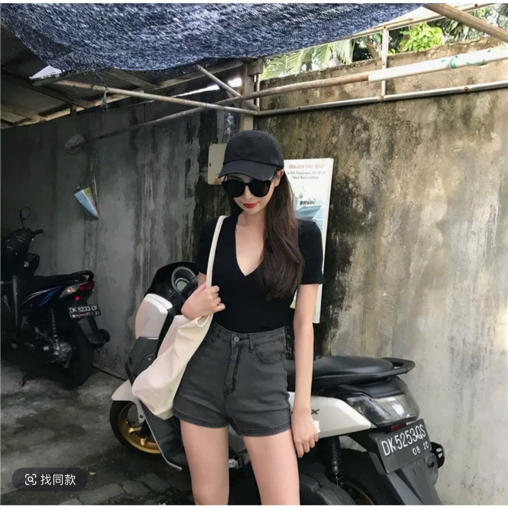 Ao thun cổ V cộc tay. Chất tun co dãn cao cấp. dáng ôm. cám kết chất đẹp (AN2) Nữ Top Áo Women