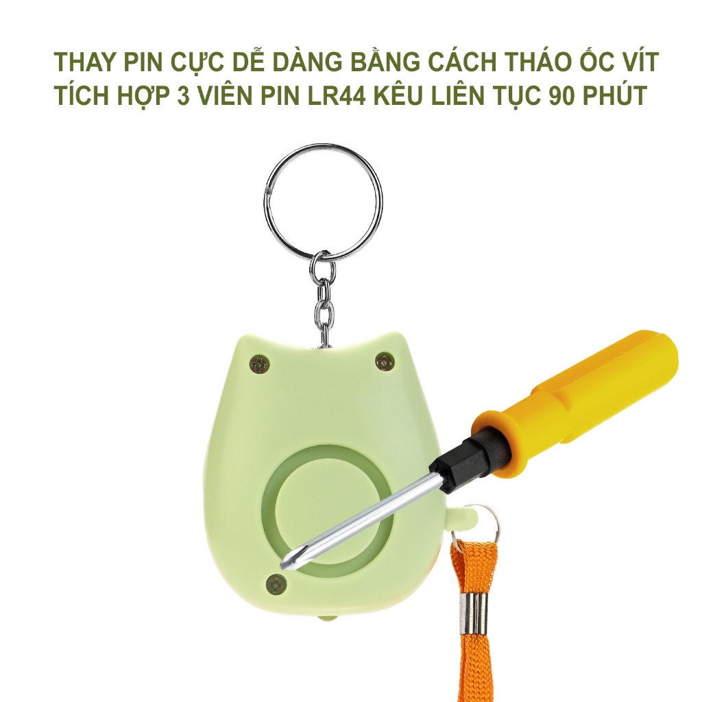 Móc đeo chìa khóa còi hú báo động khẩn cấp âm thanh cường độ lớn 130 DB hỗ trợ bảo vệ trẻ em người già phụ nữ an toàn