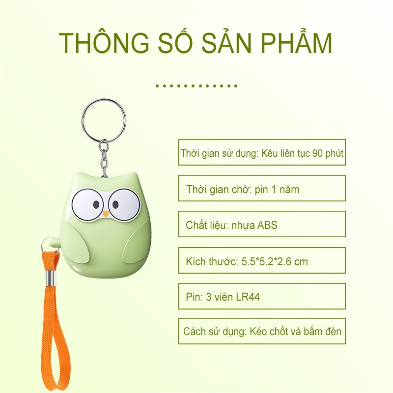Móc đeo chìa khóa còi hú báo động khẩn cấp âm thanh cường độ lớn 130 DB hỗ trợ bảo vệ trẻ em người già phụ nữ an toàn