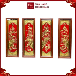 Tranh Đồng Tứ Quý , Mạ Vàng 24K ( 51x1m55 ) - Cửu Diệu Thiên - TQ017
