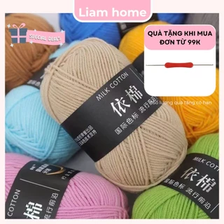 Len Milk Cotton 50g Baby Bảng 62 Màu, len cuộn sợi cotton
