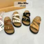 Dép sandal nữ quai khuy đế mềm êm châm 3cm phối khóa xinh đi học đi làm đi chơi 9807