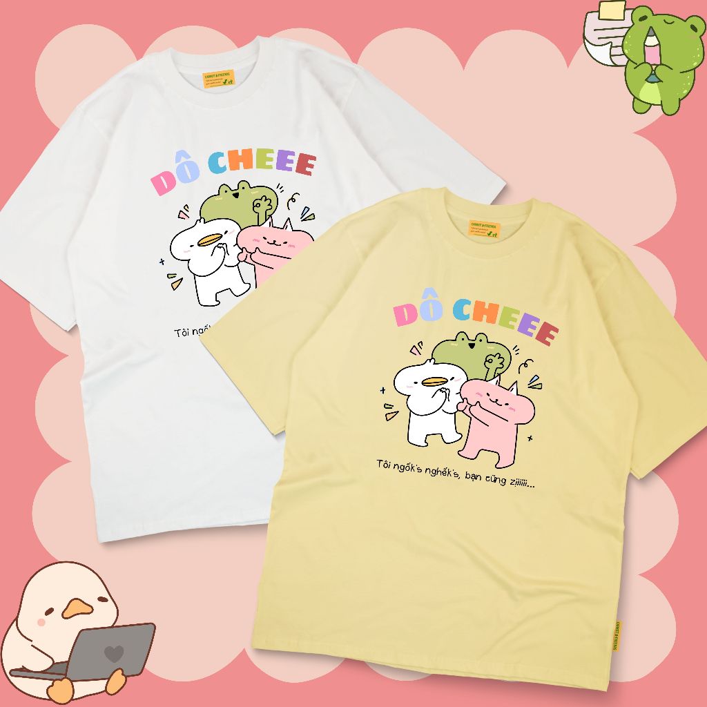 Áo thun DÔ CHEE NHÓM BẠN vải cotton oversize tay lỡ form rộng | Shopee ...