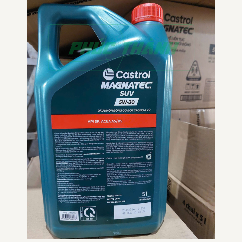 [HÀNG CHÍNH HÃNG] Dầu nhớt tổng hợp toàn phần xe ô tô SUV Castrol Magnatec SUV 5w30 (5L) - Mẫu Mới