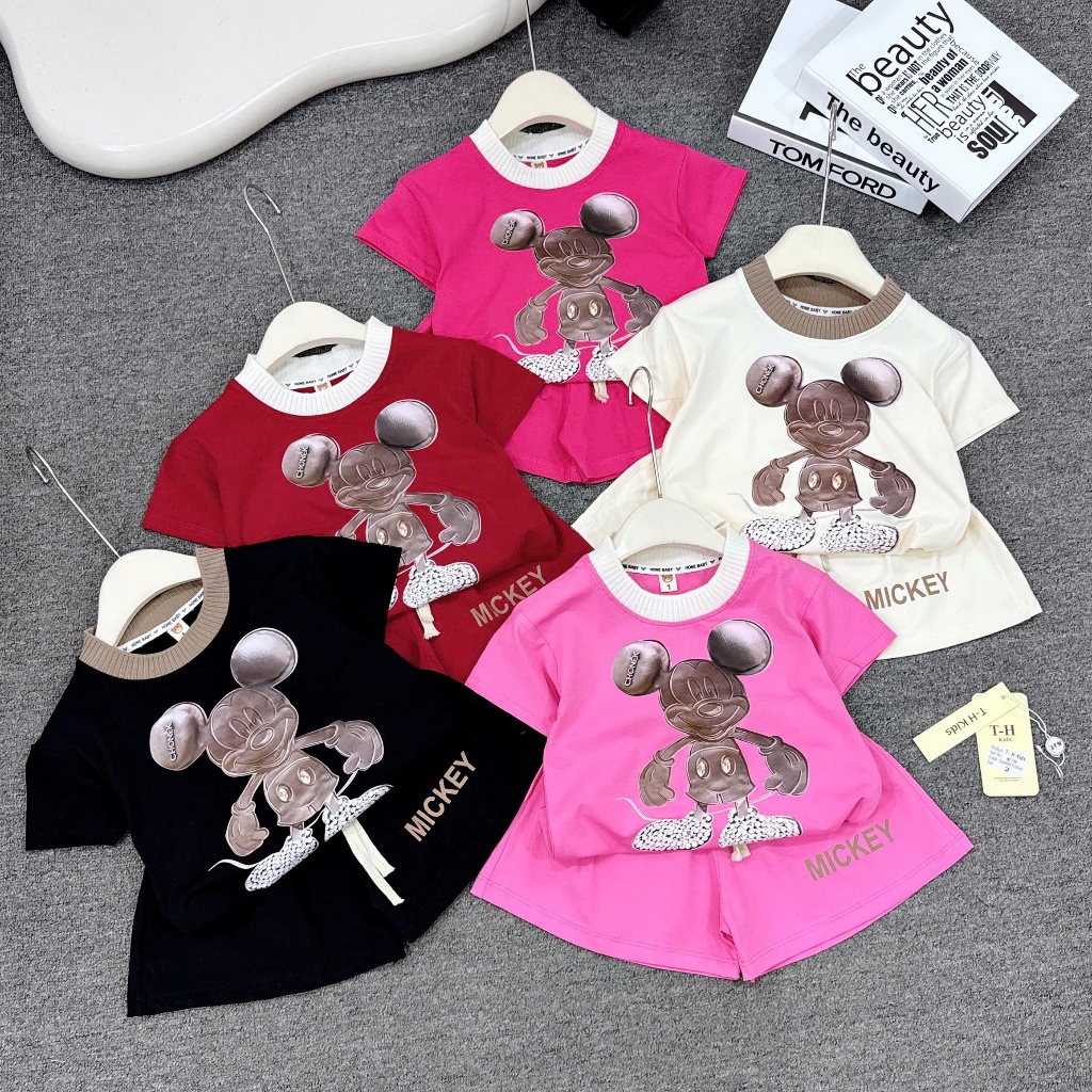 BỘ CỘC TAY MIKY CỔ PHỐI BO CHO BÉ GÁI 6-18KG
