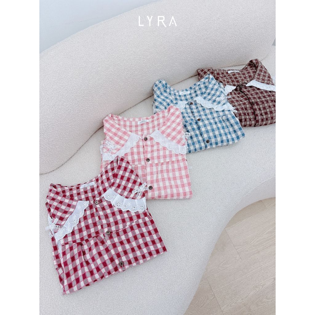 Ảnh LYRA - Bộ đồ ngủ họa tiết kẻ caro phối túi ren tiểu thư, đồ ngủ mặc nhà chất thô thoáng mát - LWNSE009 3