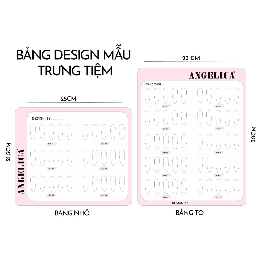 Bảng Desigin Mẫu Móng Đính Đá Trưng Tiệm Có Kèm Chân Đỡ Angelica