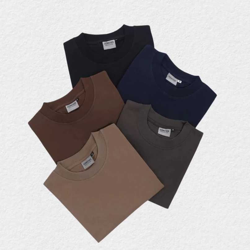 Áo Thun Trơn GODMOTHER Full Cotton Form Oversize Unisex Nam Nữ Đơn Giản Basic Mặc Hằng Ngày ảnh 3