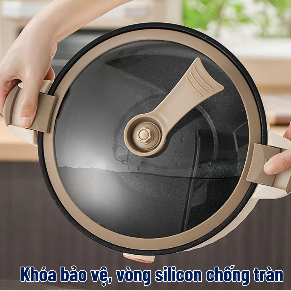 Nồi Áp Suất Đa Năng Dung Tích 5L Hầm, Xào, Nấu, Lẩu, Chiên, Súp, Canh, Size 28cm Có Lớp Chống Dính