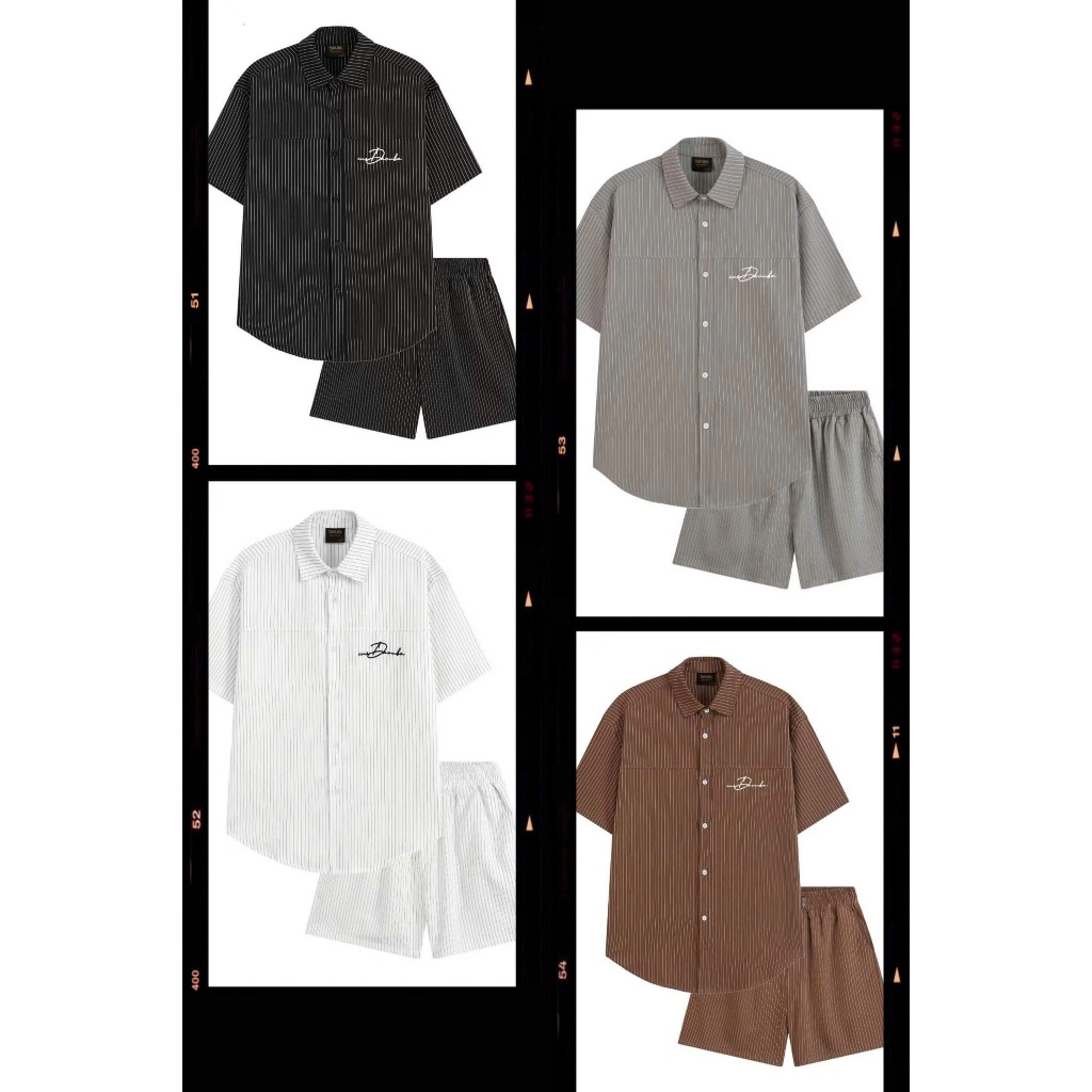Bộ Sơ Mi Nam Cộc Tay Chất Liệu Cotton Thêu Tay Cổ Bẻ Có Túi Nhiều Màu Trẻ Trung Thời Thượng