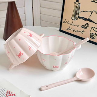 sét bát sứ kèm thìa nơ hồng xinh xinh