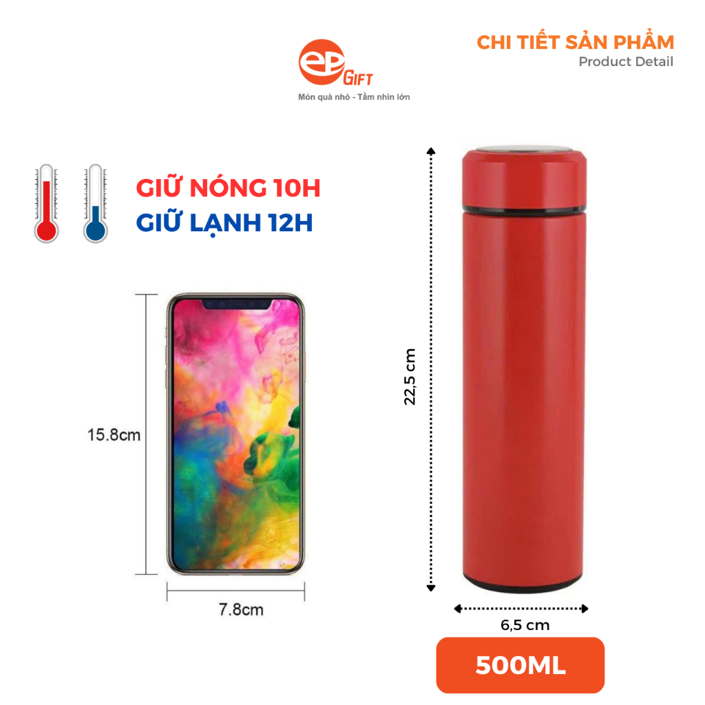 Bình Giữ Nhiệt Văn Phòng Chất Liệu Inox Giữ Nóng Lạnh Lâu Tiện Lợi Dung Tích 500ml
