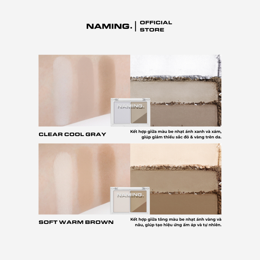 Bảng phấn tạo khối và bắt sáng mịn lì NAMING Fluffy Volume & Shading Duo