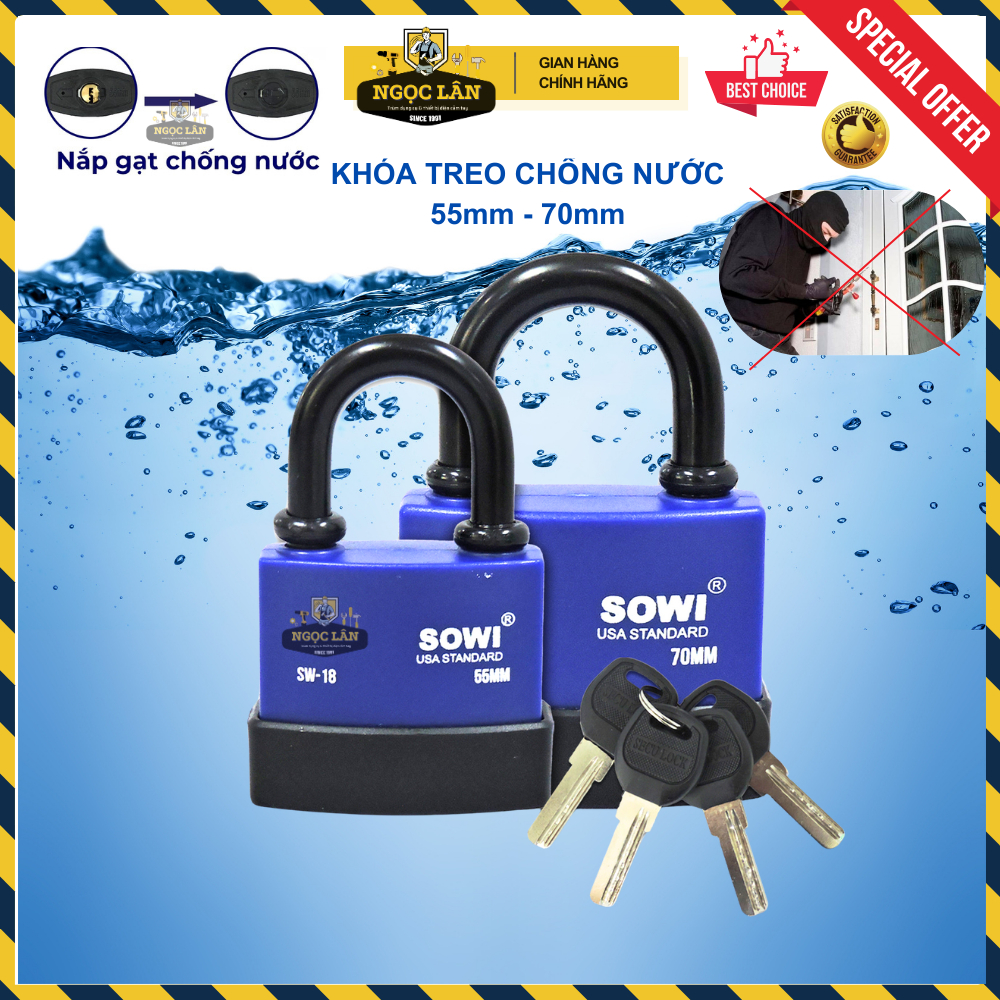 [Chống nước] Khóa treo, khóa móc chống nước SOWI SW-18 an toàn, bền bỉ