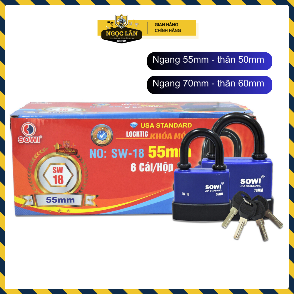 [Chống nước] Khóa treo, khóa móc chống nước SOWI SW-18 an toàn, bền bỉ