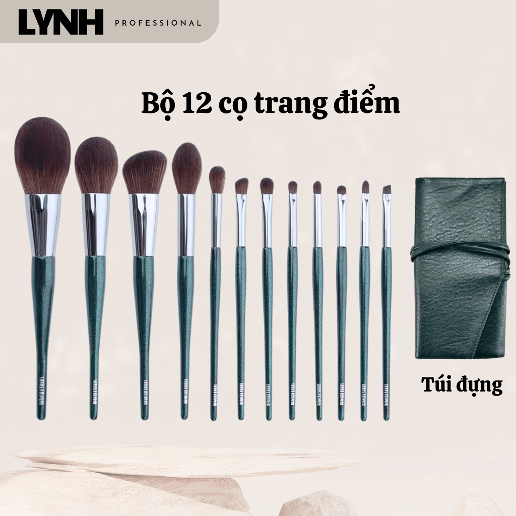 Bộ cọ trang điểm LYNH Professional 12 cây SHANGHUI mềm mịn kèm túi đựng