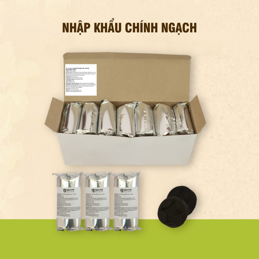 Ảnh Than hoạt tính HAGA, Xông đốt trầm hương, Ít mùi-Ít khói, Mồi lửa nhanh, An toàn sức khỏe-5 viên/gói 1