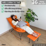 Ghế Bập Bênh Thư Giãn Hình Tôm HAPY BB01 Dùng Đọc Sách Bế Con Hoặc Decor Phòng Tặng Kèm Đôn Gác Chân + Gối Vuông Cao Cấp — ảnh 8