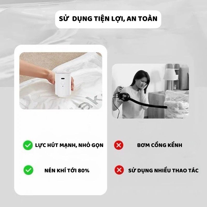 Máy Hút Chân Không Quần Áo ENODA HOME, Bơm Điện 18W, 35W Sạc USB Hút Chân Không Kín Hơi, Nhỏ Gọn BomDien010