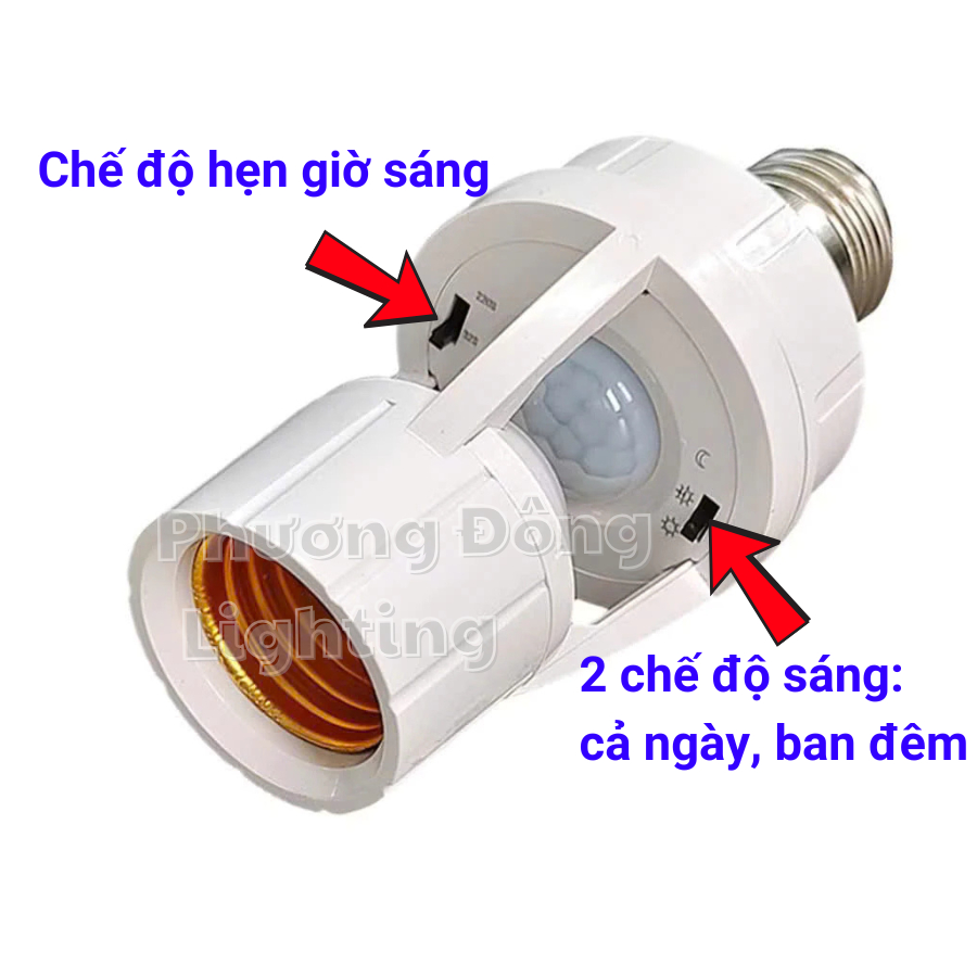 Đuôi đèn cảm ứng chuyển động E27, tự bật tắt khi đến gần,cảm biến hồng ngoại tự động
