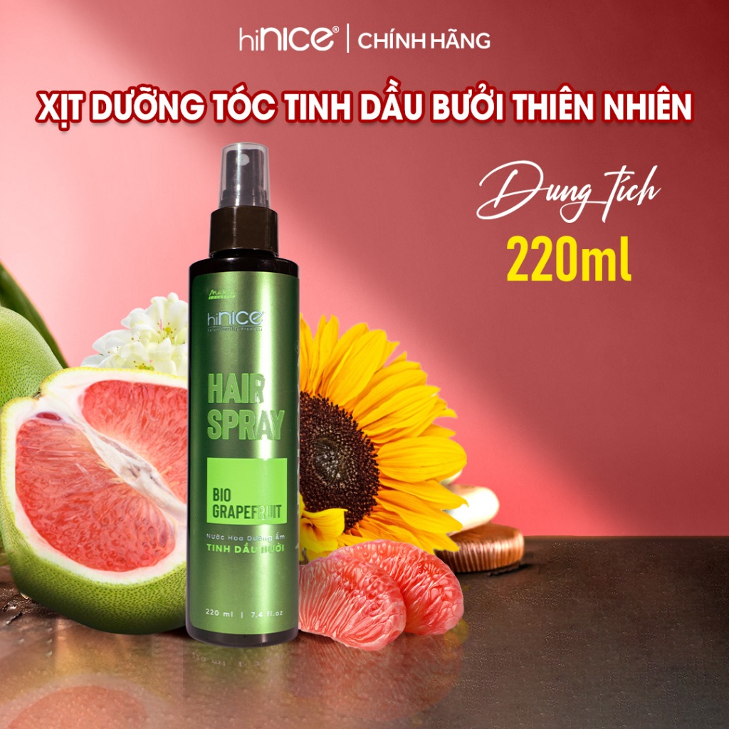 Ảnh Xịt Dưỡng Ẩm Bảo Vệ Tóc Tinh Dầu Vỏ Bưởi hiNICE Hair Spray Bio Grapefruit 2