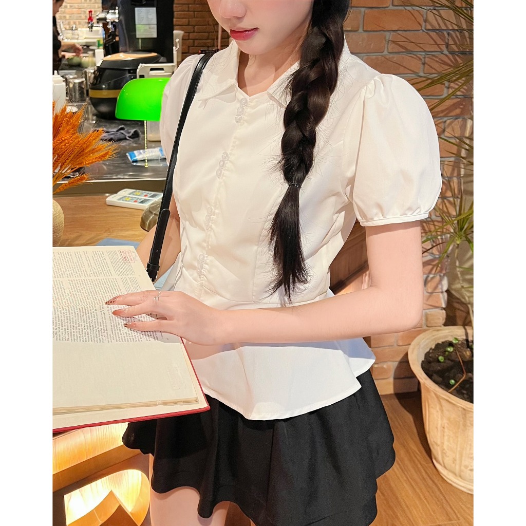 Áo sơ mi kiểu tay bồng cúc nhỏ Miha Studio