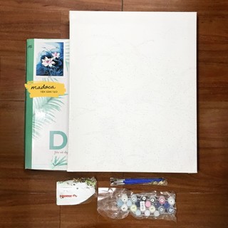 Tranh tô màu số hóa Madoca có khung 40x50cm Vẽ mẫu đơn T11
