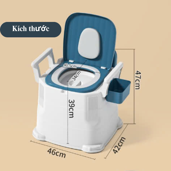 Bồn cầu di động thông minh - Bô vệ sinh cho người già, người khó vận động, tay vịn chắc chắn, tải trọng 100kg