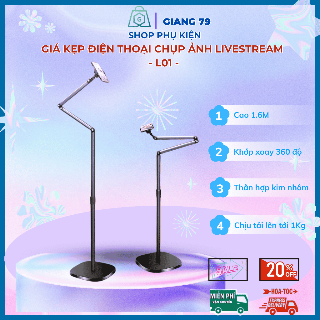Cây Giá Đỡ Điện Thoại L01 Chuyên Nghiệp/ Chụp hình, livestream