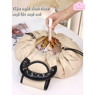 Túi rút da Tasty freesize mỹ phẩm du lịch dung tích lớn gấp gọn
