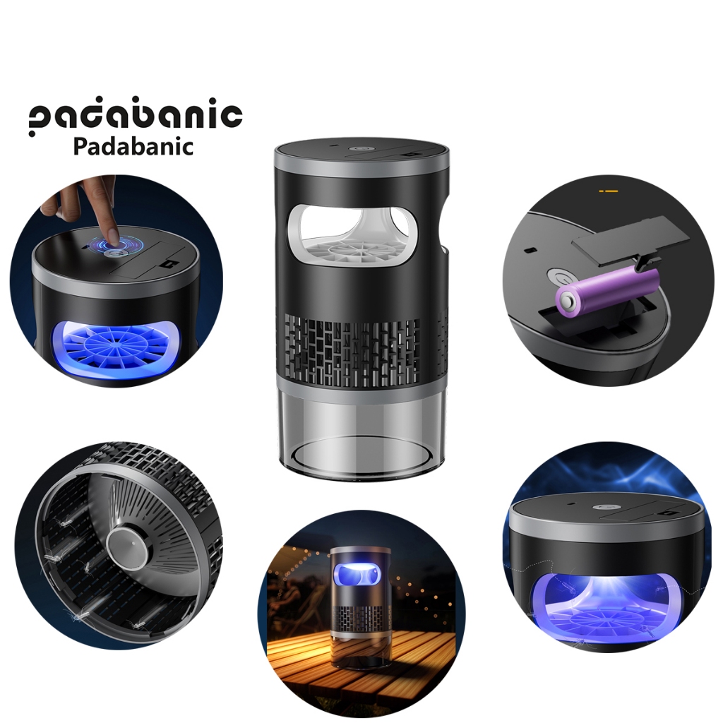 Ảnh Đèn Bắt Muỗi Padabanic Hình Trụ Tròn 2in1 Dùng USB Và Pin Kết Hợp Đèn Ngủ 1