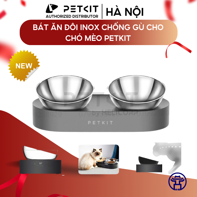 Ảnh Bát Ăn Đôi, Chén Ăn Chống Gù Cho Chó Mèo PETKIT Nghiêng 15 Độ 1
