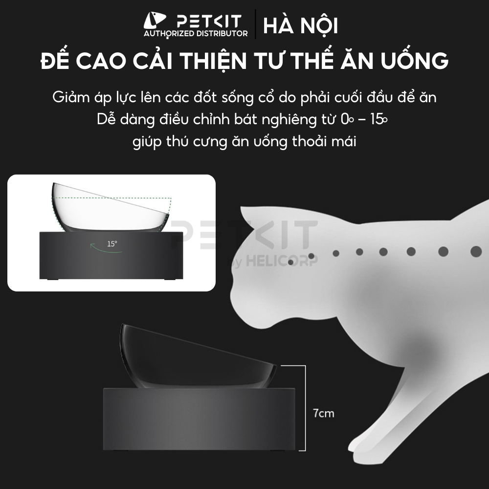 Ảnh Bát Ăn Đôi, Chén Ăn Chống Gù Cho Chó Mèo PETKIT Nghiêng 15 Độ 2