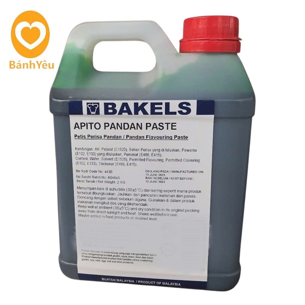 Hương lá dứa bakels can 2kg Malaysia đậm đặc tạo hương và màu - PL206A