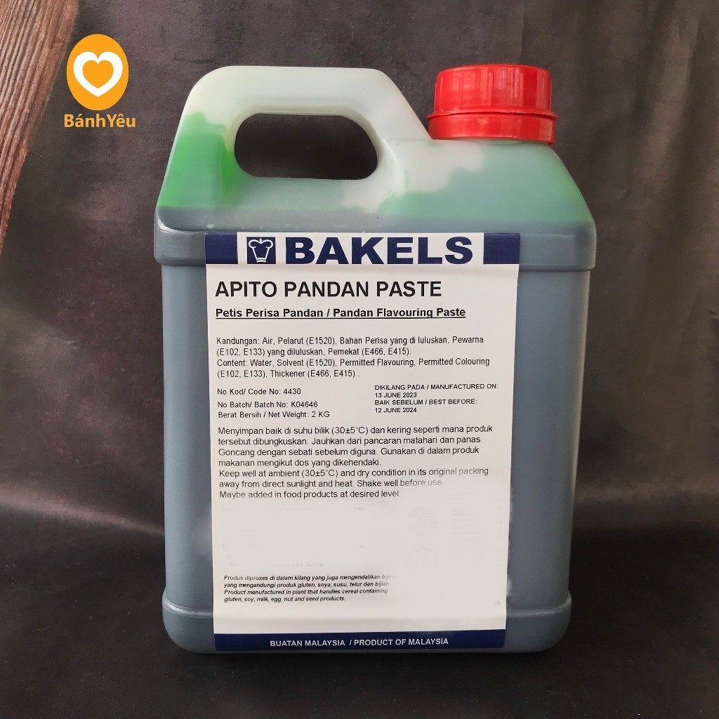 Hương lá dứa bakels can 2kg Malaysia đậm đặc tạo hương và màu - PL206A