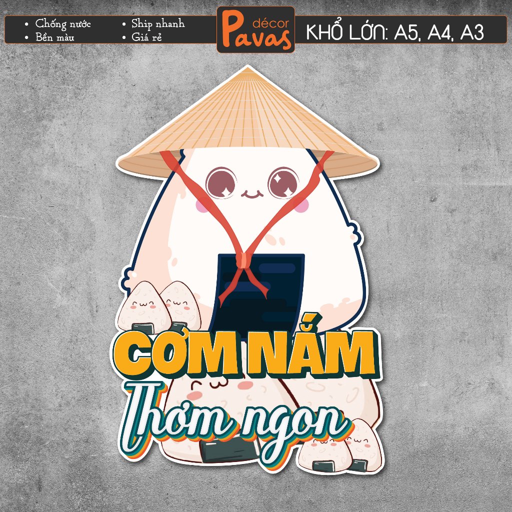 Decal Cơm Nắm chống nước dán trang trí decor quán ăn. TTQ.7404 | Shopee ...