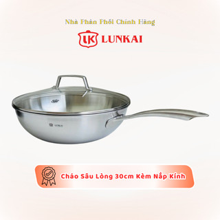 Chảo Lunkai Sâu Lòng 30cm Kèm Nắp Kính LK60, Chảo Quánh Sâu Lòng Size Đại