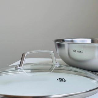 Chảo Lunkai Sâu Lòng 30cm Kèm Nắp Kính LK60, Chảo Quánh Sâu Lòng Size Đại