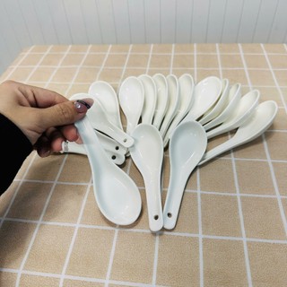 Bộ 10c Muỗng sứ, Thìa Sứ trắng cao cấp, đơn giản mà sang trọng